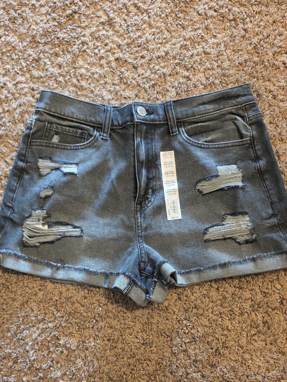Kohl's Gray Distressed Denim Jean Shorts